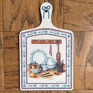 Longaberger Decorative Cutting Board with Blue and Brown Accents